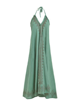 Ble Φορεμα Μακρυ Amaniko Πρασινο one Size (100% Cotton).