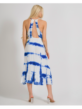 Ble Φορεμα Amaniko σε Μπλε/λευκο Χρωμα tie dye one Size (100% Rayon Crepe)