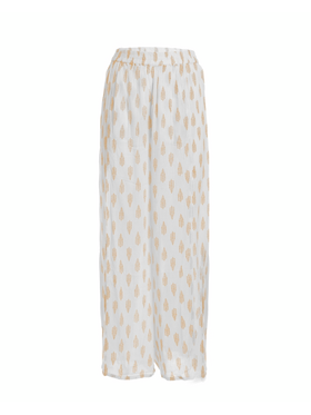 Ble Παντελονα σε Λευκο Χρωμα  με Χρυσα Σχεδια one Size (100% Rayon)