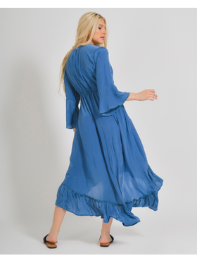 Ble Φορεμα σε Μπλε Χρωμα με Ανοιγμα one Size (100% Crepe)