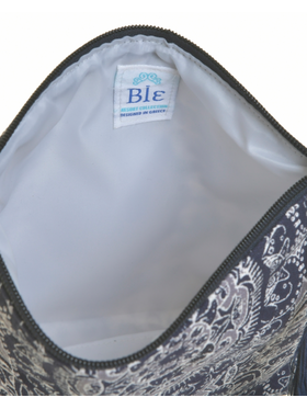 Ble Τσαντακι Υφασματινο Μπλε/γκρι/λευκο με Σχεδια (50%cotton 50% Polyester)