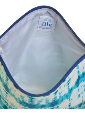 Ble Τσαντακι Υφασματινο Μπλε/λευκο/τυρκουαζ με Σχεδια (50%cotton 50% Polyester)