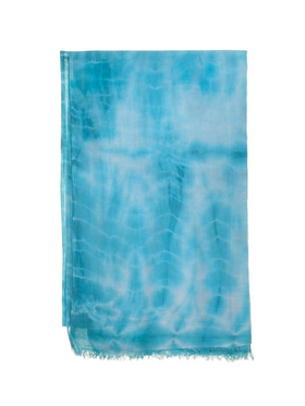Ble Φουλαρι/παρεο Τυρκουαζ/λευκο tie dye 180χ100 (100%cotton)