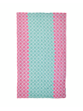 Ble Πετσετα Θαλασσης Διπλης Οψης σε Πρασινο/ροζ Χρωμα με Σχεδια 1000x180 (100% Cotton)