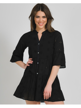 Ble Φορεμα Κοντο σε Μαυρο Χρωμα one Size (100% Cotton)