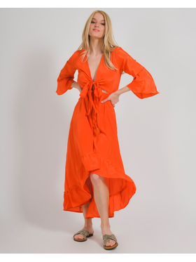 Ble Φορεμα σε Πορτοκαλι Χρωμα με Ανοιγμα one Size (100% Crepe)