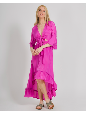 Ble Φορεμα σε μωβ Χρωμα με Ανοιγμα one Size (100% Crepe)