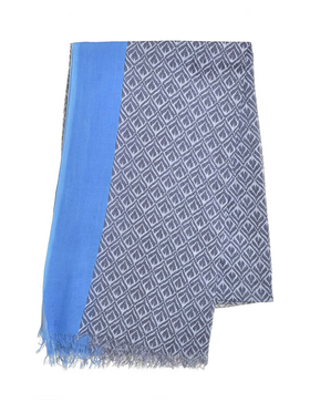 Ble Φουλαρι/παρεο Γκρι-Μπλε με Σχεδια 100x180 (100% Cotton)