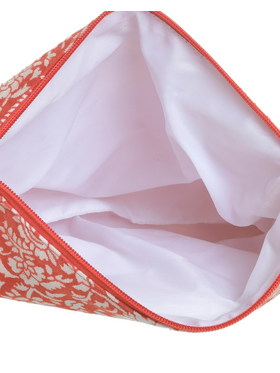 Ble Τσανταki Υφασματινo Κοκκινο με Λευκα Σχεδια kai Λουρακι 30x5x20 (50%cotton 50% Polyester)
