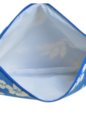 Ble Τσανταki Υφασματινo Μπλε με Λευκα Λουλουδια kai Λουρακι 30x5x20 (50%cotton 50% Polyester)