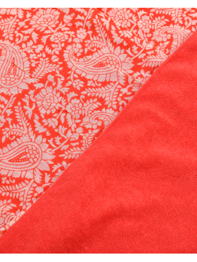 Ble Πετσετα Θαλασσης Διπλης Οψης Κοκκινη με Λευκα Σχεδια 100x180 (100% Cotton)