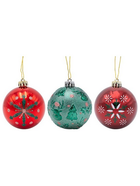 Πλαστικη Μπαλα, Μπορντο Πρασινη Κοκκινη, σετ 6τμχ, 8cm