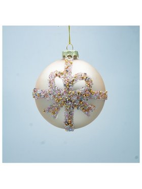 Γυαλινη Μπαλα, Σαμπανι με Σαμπανι Φιογκο, σετ 4τμχ, 10cm