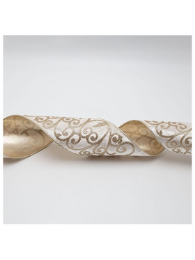 Κορδελα Πολυτελειας, Μπεζ  Βελουδο με Σαμπανι Λεπτομερειες, 914x10cm