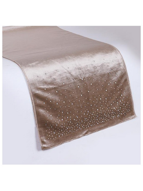 Ρανερ, Μπεζ Βελουδο με Στρας, 40x140cm