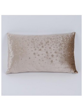 Μαξιλαρι, Μπεζ Βελουδο με Στρας, 30x50cm