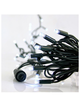 Σειρα, 100 led 5mm, 230v, 3 Επεκτασεις εωσ 9 Σετ, Πρασινο Καουτσουκ Καλωδιο, Λευκο Led, ana 10cm, Προεκταση Παροχης 150cm, Ιρ65