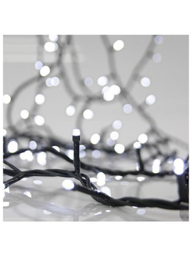 Σειρα, 480 led 3mm, 31v Μετασχηματιστη, Σταθερο, Πρασινο pvc Καλωδιο, Λευκο Led, ανα 7,5cm, Προεκταση Παροχης 3m, Ip44