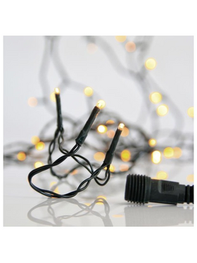 Σειρα, 300 led 3mm, 31v Μετασχηματιστη, 4 Επεκτασεις ωσ 3 Σετ, Πρασινο pvc Καλωδιο, Θερμο Λευκο Led, ανα 5cm, Προεκταση Παροχης 3m, Ιρ44