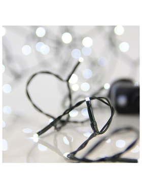 Σειρα, 400 led 3mm, 31v Μετασχηματιστη, 8 Προγραμματα & Μνημη, Πρασινο pvc Καλωδιο, Λευκο Led, ανα 5cm, Προεκταση Παροχης 3m, Ιρ44