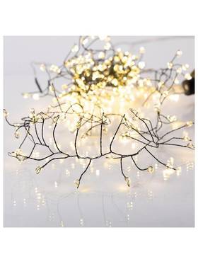 Cluster 3m, 240 Mini led σε Σιλικονη, 6v Μετασχηματιστη, Σταθερο, Πρασινο Χαλκινο Καλωδιο, Θερμο Λευκο Led, Προεκταση Παροχης 3m, Ip44