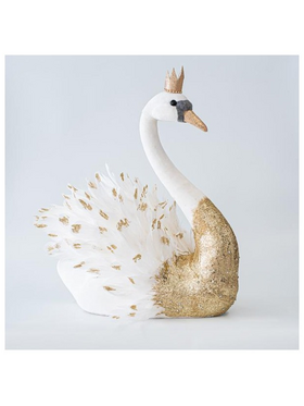 Βελουδινος Κυκνος, Λευκος, με Χρυσο Γκλιτερ, 50cm