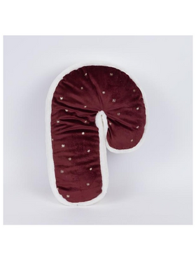 Μαξιλαρι Μπαστουνακι, Μπορντο Βελουδο με Χρυσα Αστερακια, 6x30x45cm