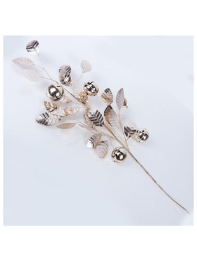 Κλαδι με Σαμπανι Φυλλα και Κουδουνακια, 61cm