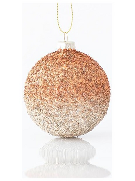 Γυαλινη Μπαλα, Διχρωμη Καφε, με Glitter, σετ 4τμχ, 8cm