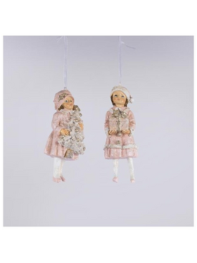 Στολιδι Πολυρεζιν, Κοριτσακια με ροζ Ρουχαλακια, 2 Σχεδια, 6,5x4,5x12cm