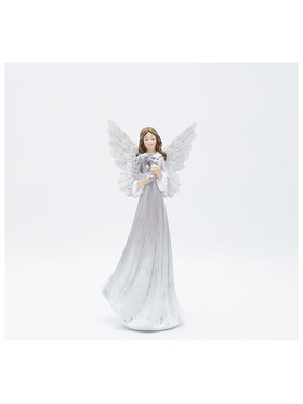 Αγγελος Πολυρεζιν, Ασημενιος, με Στεφανι, 12x9x25.7cm