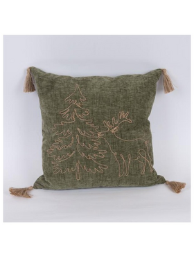 Μαξιλαρι Λαδι, με Χριστουγεννιατικο Δεντρο και Ελαφι, 45x45cm