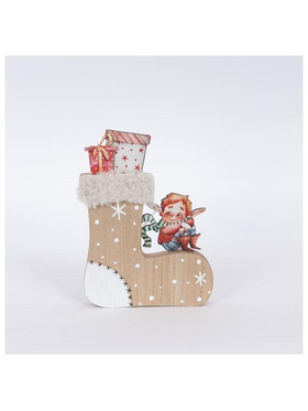 Διακοσμητικη Μποτουλα, με Ξωτικο, Ξυλινη, 2.5x14x19cm