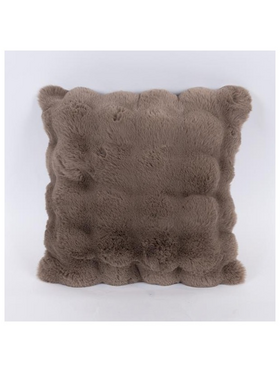 Μαξιλαρι, Γκρι Καφε Γουνινο με Κυψελες, 45x45cm