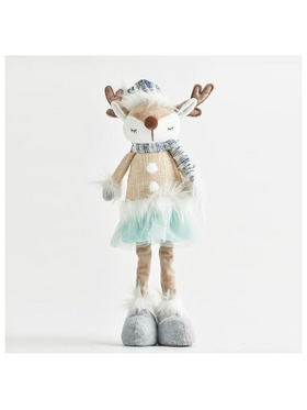 Γυναικα Ταρανδος, με Γαλαζια Ρουχα, 15x12x54cm