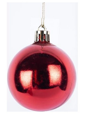 Πλαστικη Μπαλα, Κοκκινη Γυαλιστερη, σετ 6τμχ, 6cm