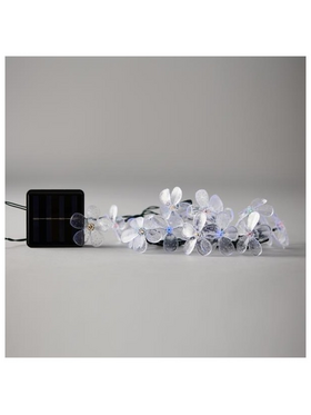 Σειρα, 80 led 5mm με Λουλουδια, Ηλιακο Συλλεκτη με Αισθητηρα Φωτος, 8 Προγραμματα, Πρασινο pvc Καλωδιο, Πολυχρωμο Led, ανα 10cm, Προεκταση Παροχης 1m, Ιρ44