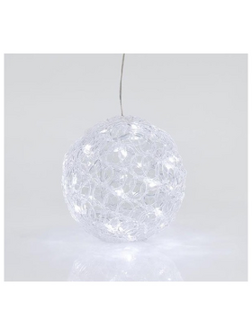 Ακρυλικη Μπαλα, 30 Λευκα Led, με Μετασχηματιστη, 20cm, Ip44