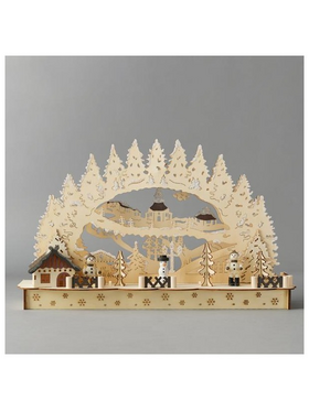 Σπιτακι Ξυλινο Φωτιζομενο, Θερμο Λευκο Led, 11 Led, με Χρονοδιακοπτη, με Μπαταρια, 45*12,5*30cm