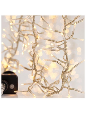 Cluster pro 5,5m, 588 led 3mm, 31v & 7,2w Adaptor, 8 Προγραμματα & Μνημη, Διαφανο pvc Καλωδιο, Θερμο Λευκο Led, Προεκταση Παροχης 3m, Ip44