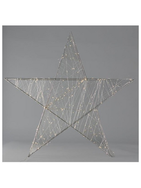 Αστερι Φωτιζομενο 78cm, 240 Led, Μετασχηματιστη, Timer, Ασημι Μεταλλικος Σκελετος, Ασημι Χαλκινο Καλωδιο, Θερμο Λευκο Led, Προεκταση Παροχης 5m, Ip44