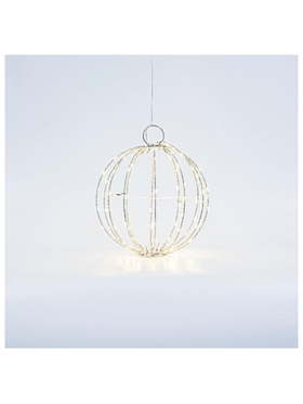 Ασημι Μεταλλικη Μπαλα Φωτιζομενη 20cm, 96 Mini Led, Σταθερος Μετασχηματιστης, Ασημι Χαλκινο Καλωδιο, Θερμο Λευκο Led, Προεκταση Παροχης 3m, Ip44