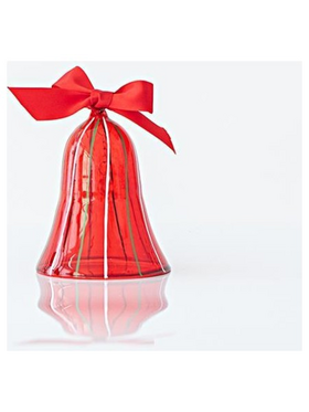 Γυαλινη Καμπανα, Κοκκινη, σετ 2τμχ, 7,6x10,5cm