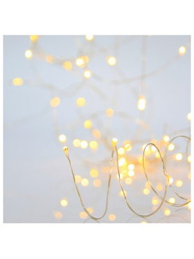 Σειρα, 100 Μινι Led, 4,5v Μετασχηματιστη, Σταθερο,  Ασημι Χαλκινο Καλωδιο, Θερμο Λευκο Led, ana 10cm, Προεκταση Παροχης 5m, Ιρ44