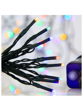 Σειρα, 240 led 3mm, 31v,8 Προγραμματα,μετασχηματιστη με Μνημη,προεκταση Παροχης 300cm,πρασινο Καλωδιο,χρωματιστο Led,ανα 5cm,ιρ44