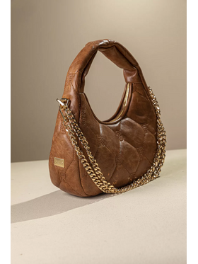 Οβάλ Τσάντα Χειρός και Ώμου με Αφαιρούμενη Αλυσίδα