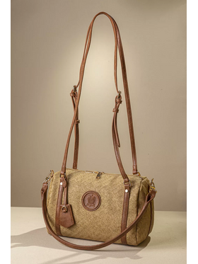 Κομψή Γυναικεία Τσάντα Ώμου με υφή Ψάθας