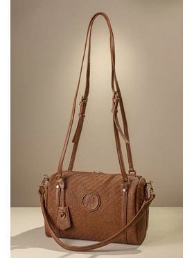 Κομψή Γυναικεία Τσάντα Ώμου με υφή Ψάθας