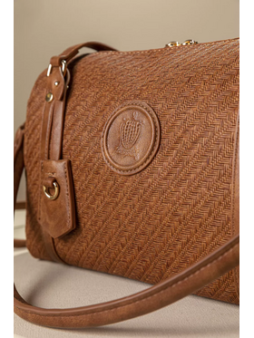 Κομψή Γυναικεία Τσάντα Ώμου με υφή Ψάθας