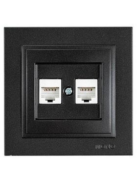 Πριζα Data cat 6 rj 45 Διπλη Μαυρο